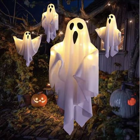 Fantôme d’Halloween lumineux – LED 3 fonctions – 50 cm – Bras flexibles – Piles incluses (1/5)