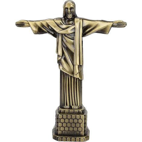 Brésil Statue de Jésus-Christ Sauveur Style rétroMétalCatholique CroixModèleMonument BrésilModèleCasais cadeaux décoration de NoëlCollections de bureau (1/5)