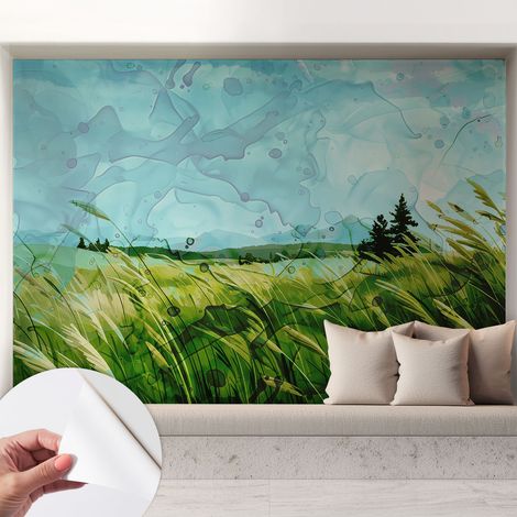Carta da parati adesiva - lavabile - decorazione murale - per cucina - pellicola decorativa Paesaggi verdi 208x146 cm (1/5)