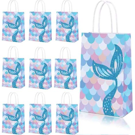 Bardusch-Lot de 10 sacs cadeaux sirène, thème piscine baby shower/fête anniversaire (1/4)