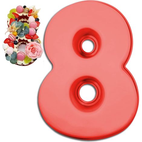 Moule à gâteau chiffre 8, grand moule 3D en silicone, idéal anniversaire et mariage. (1/5)