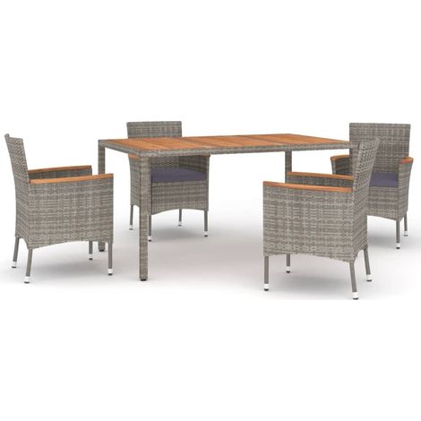 Maison Exclusive - Set da Pranzo da Giardino 5 pz con Cuscini in Polyrattan Grigio (1/5)