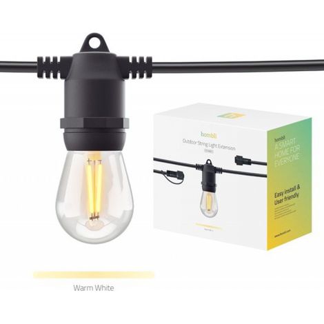 Rallonge pour guirlande lumineuse extérieure - Guirlande lumineuse - Éclairage d'ambiance extérieur - Résistante aux intempéries IP65 - Extensible jusqu'à 15 mètres - 5 mètres - Noir (1/5)