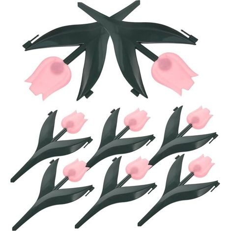 Lot de 8 décorations pour la maison, clôture de jardin extérieure, clôture de jardin en plastique en forme de tulipe (1/5)