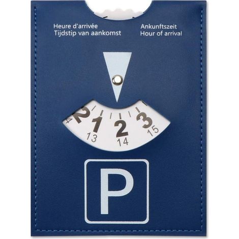 Parkscheibe aus Kunstleder, blau, 15x11 cm, StVO-konform, mehrsprachig (1/5)