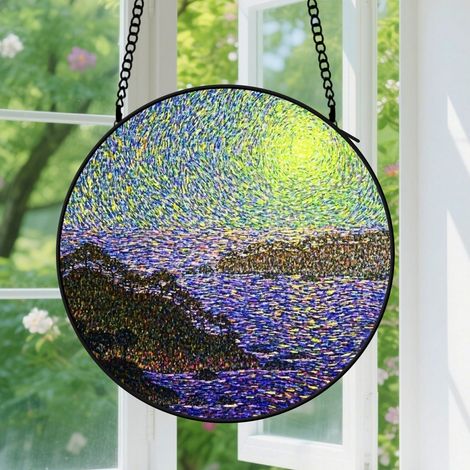 9cm Suspension en vitrail - Attrape-soleil élégant pour fenêtre, décoration maison originale, cadeau Noël, Fête des Pères, Anniversaire pour femme, homme, maman (1/5)