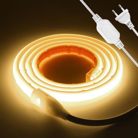 Ruban LED COB 220V 5 m, blanc naturel, 288 LED/m, étanche IP67, coupable tous les 50 cm, autocollant, très lumineux (1/5)