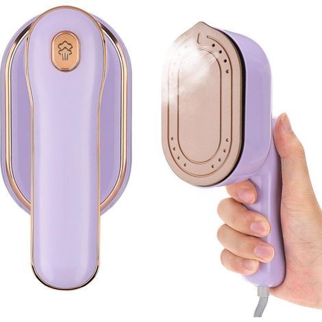 Mini-Dampfbügeleisen für Kleidung, tragbarer Reise-Dampfglätter, handliches Mikro-Dampfbügeleisen, zum Trocken- und Nassbügeln für Zuhause und unterwegs (lila) (1/5)