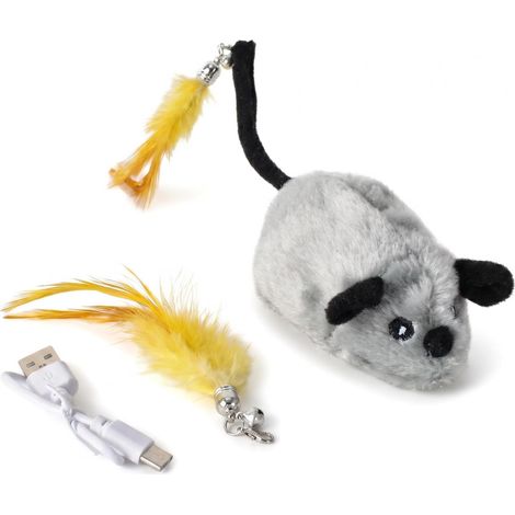 Jouet Interactif pour Chat Amusant, Souris Électrique Roulante Réaliste avec Queue Qui Remue, Jouet pour Chat Auto-Divertissant avec Capteur Intelligent, Jouet Interactif pour Chat de Compagnie (1/5)