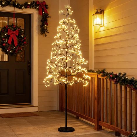 COSTWAY 150 cm Arbre de Cèdre Lumineux, Sapin de Noël Artificielle, 1000 LED Blanc Chaud, Branches Denses, Base Lestée, Decoration de Fête pour Noël Halloween Pâques Mariages (1/5)