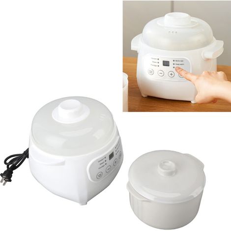 Mini Casserole Électrique 200W 1L - Marmite Ceramique Cuisson Basse Température pour Soupe, Porridge et Desserts avec Arrêt Automatique et Protection Sécurité