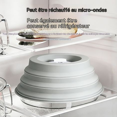 Couvercle micro-ondes en silicone alimentaire pliable magnétique, résistant à la chaleur, anti-projections et anti-huile (1/4)