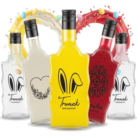 5 Glasflaschen für Ostern, Wellenmotiv, 500 ml, mit Ostergetränke-Aufdruck (1/5)