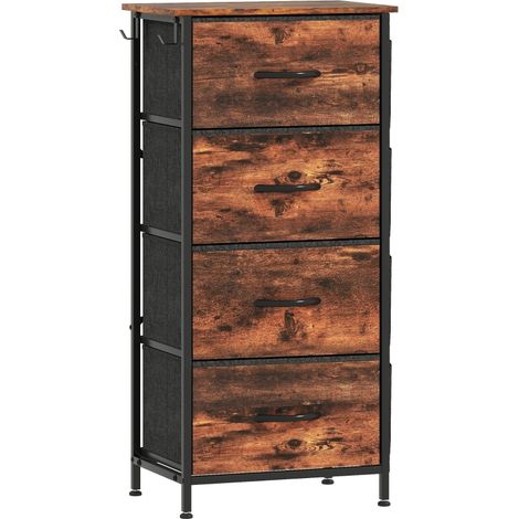 Chest of Four Fabric Drawers - Rustic Brown