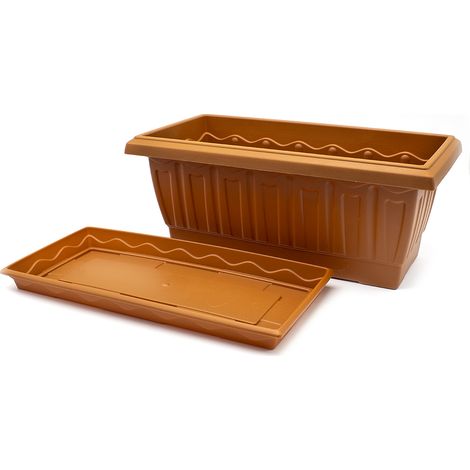 Jardinera plastico con plato 40 cm Marron (1/4)