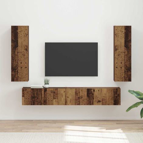 TV-Schrankset Wandmontiert 3 pcs Altholz Holzwerkstoff