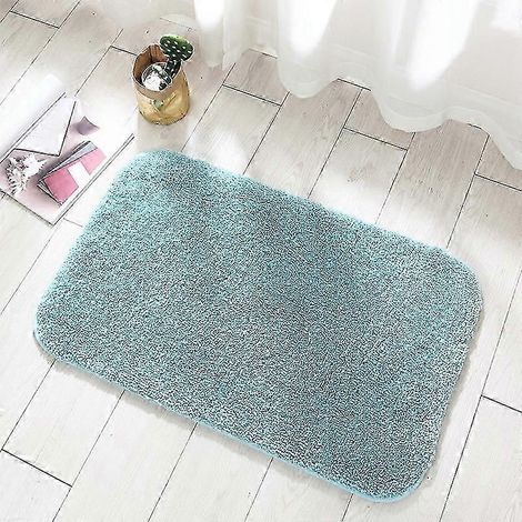 Tapis de sol moelleux et absorbant antidérapant 60 x 110 cm bleu (1/2)