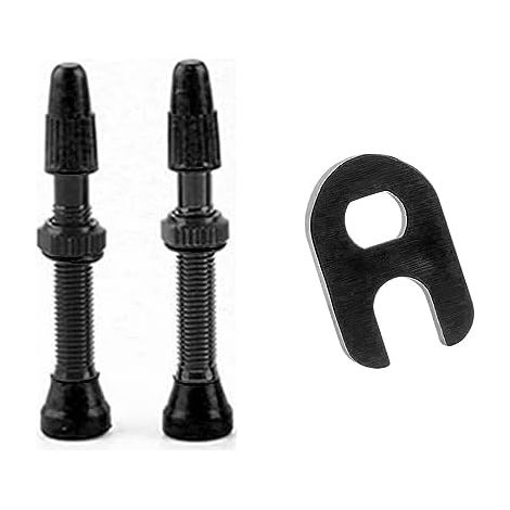 Ensemble de 2 Tiges Valve Tubeless Qualité (40 mm) pour Vélo, avec Outil Suppression Noyau - Accessoires Essentiels Une Conduite sans Chambre à Air. (1/5)