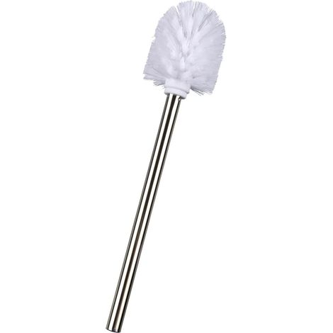 1 - Brosse de rechange - Accessoire WC - Tête remplaçable - Manche en acier inoxydable brillant - Pour ensemble toilettes - Blanc - 8x35 cm