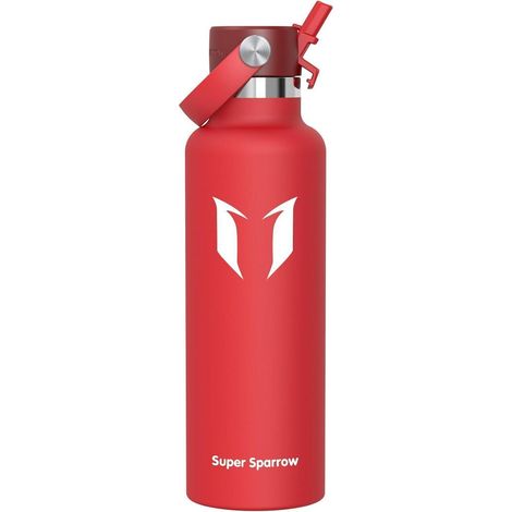 Edelstahl Trinkflasche mit Strohhalm 750ml BPA-frei, isoliert, auslaufsicher (1/5)