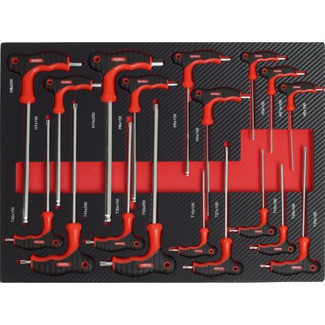 Profi Werkzeugeinlage Werkstattwagen 18 tlg. Innensechskant & Torx Mechaniker Set 51x40x4 cm rot