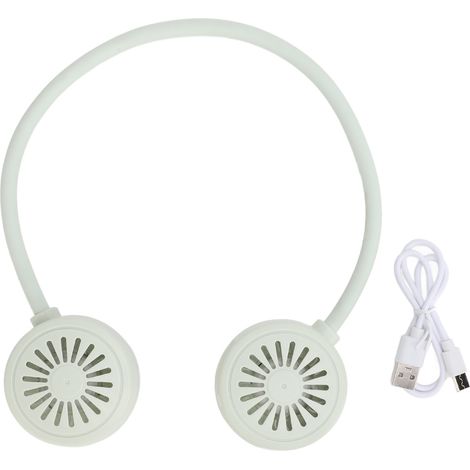 Ortviai Ventilateur de cou portable sans hélice, rechargeable USB, 3 vitesses, silencieux, vert (1/5)