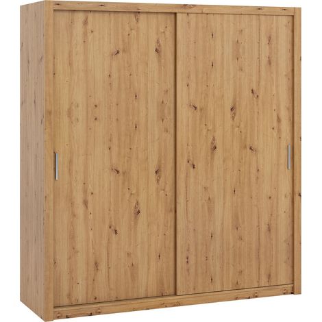 Armario Catromi 107, Roble Artisan, 215x200x62cm, Puertas de armario: Correderas, Número de estantes: 9