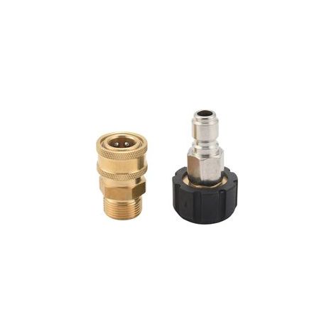 2pcs Adaptateur de Nettoyeur Haute Pression M22 Mâle M22-14 à 1/4" Adaptateurs de Tuyau Nettoyeur Haute Pression Accessoires pour Raccord de Pistolet de Pulvérisation 5000PSI-