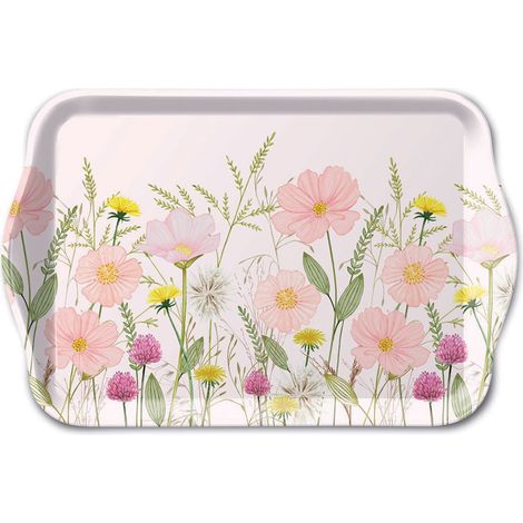 Mini plateau fleurs des prés roses 20,5 x 13,5 cm