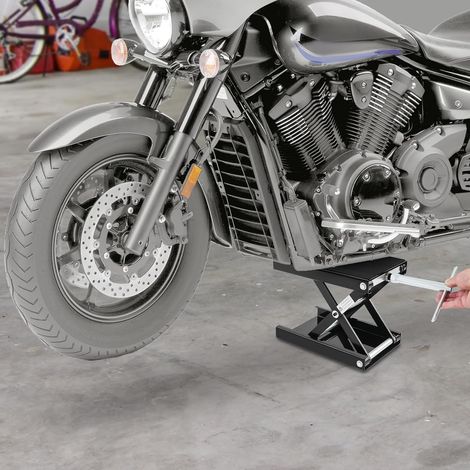 Motorradheber, Motorradhebebühne, höhenverstellbarer 93-350 mm Hebescheren-Ständer mit breiter Plattform, Fahrradreparatur-Scherenheber (500kg belastbar) mit Ratsche & Kurbel für Dirtbikes (1/5)
