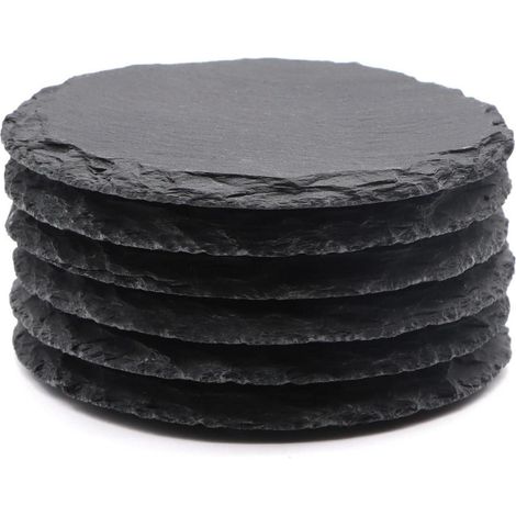 Untersetzer Schiefer Glasuntersetzer Antikratzboden 10cm 6 Stück Round (1/5)