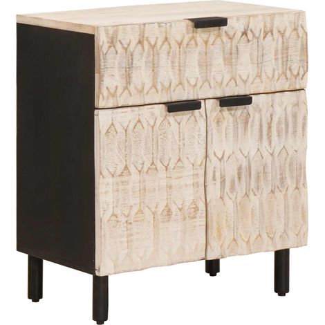 vidaXL  Bedside Cabinet  White 50 x 33 x 60 cm Solid Mango Wood