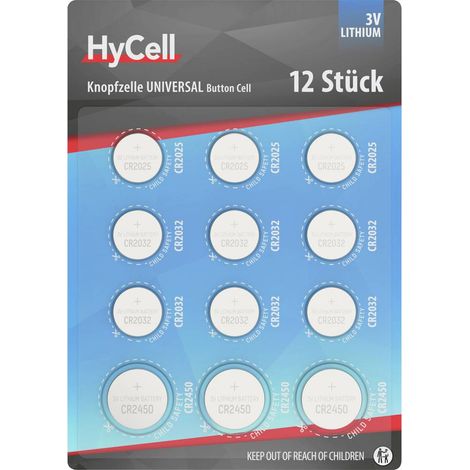 HyCell Kit batterie a bottone 3× BATTERIE A BOTTONE CR2025 / 6× CR2032 / 3× CR2450