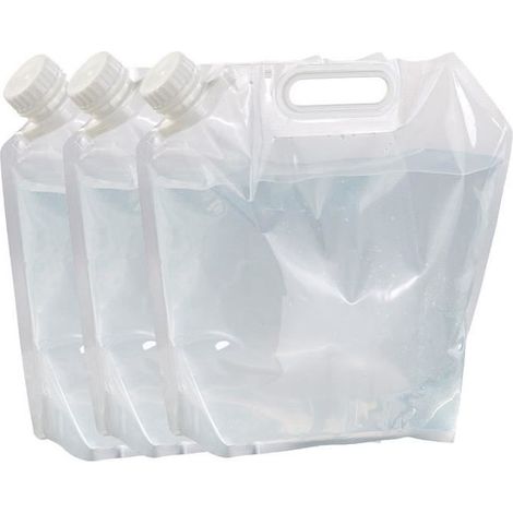 Bidon à eau pliable - Semptec - Pack de 3 - 5 L - Transparent - Sans BPA (1/4)