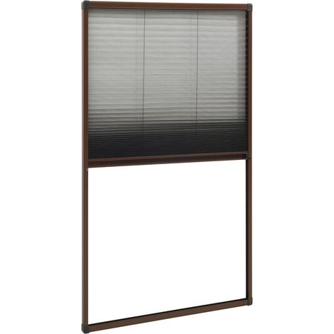 Moustiquaire plissée pour fenêtre Aluminium Marron 80x160 cm (1/5)