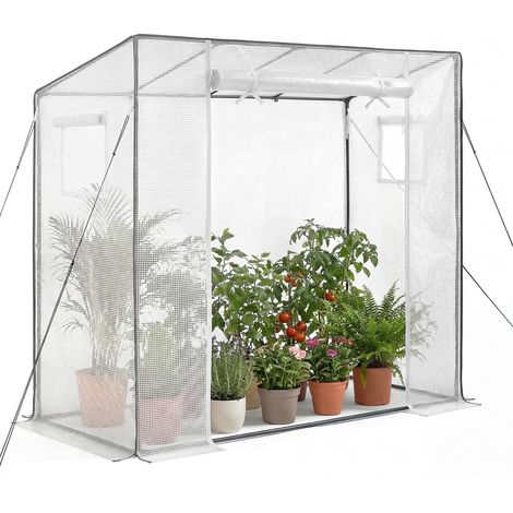 Serre d'extérieur de plain-pied, 195 x 77 x 168 cm, avec fenêtres, bâche en PE résistante, porte zippée enroulable, kit serre portable pour jardin ou terrasse. (1/5)