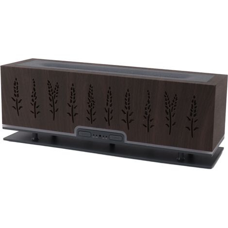Diffuseur d'arômes à effet flamme, humidificateur d'air, veilleuse 3D ajourée pour la maison et le bureau, 100-240 V, aspect bois foncé, prise européenne (1/5)