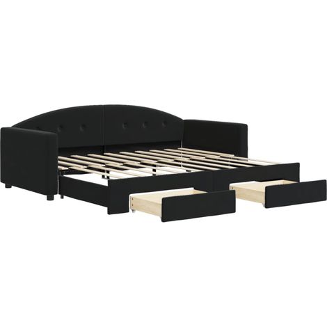 Maison Exclusive - Lit de jour avec gigogne et tiroirs noir 90x190 cm velours