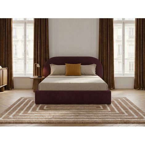 BOBOCHIC - Lit coffre SELIN tissu bouclette 140x190 Rouge (1/5)