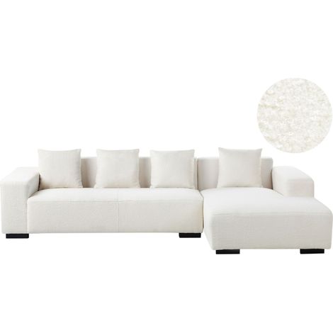 Ecksofa 4-Sitzer LUNGO Bouclé Weiß linksseitig (1/5)