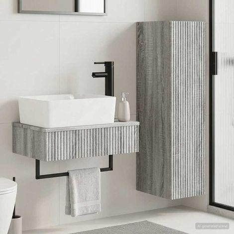 Beyamis Ensemble de meubles de salle de bain 2 pièces, gris (1/5)