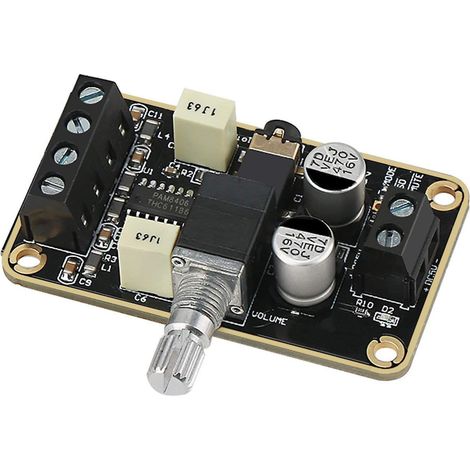 Scheda amplificatore di potenza digitale PAM8406 5W + 5W, modulo circuito fai-da-te mini amplificatore stereo 2.0 a doppio canale in classe D DC5V Gold Immersion. (1/5)