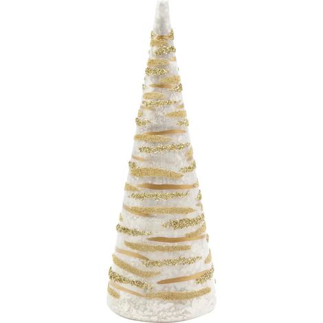 Pino decorativo Streaks in vetro bianco Ø8,5 × H25 cm
