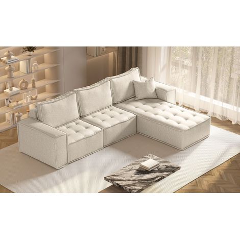 Kaiser Möbel L-förmige Bohoo-Maxi-Ecke in zeitlosem Design Hellbeige Rechts (1/5)