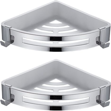 ALLIANDISTriangle,2 Pièces Etagère De Douche D'Angle, Serviteur De Douche Sans Percage, Antirouille Pour Panier Rangement Douche Accessoire Salle De Bain Porte Savon Shampooing (1/4)