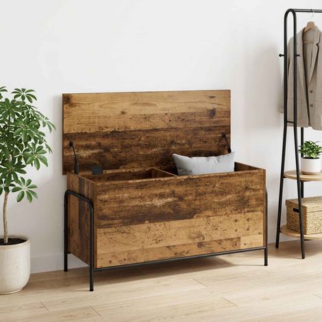 vidaXL Caja de Almacenamiento Madera envejecida 80 x 40 x 49,5 cm (1/5)