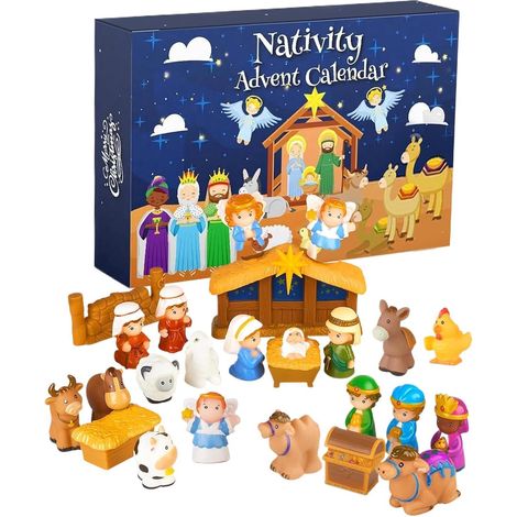 Calendrier de l'Avent Compte à Rebours Décoration De Maison Scène De La Calendrier De Figurines Religieuses Pour Tout-Petits Garçons Filles Chambre Salon Bureau Cheminée Église (1/5)