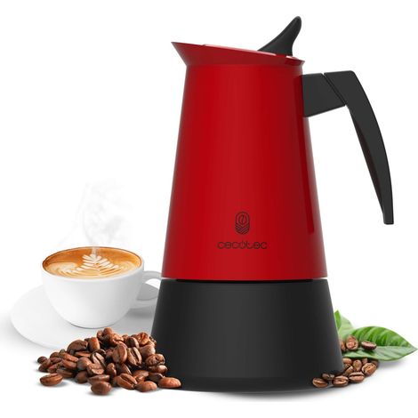 Cecotec Cafetera Italiana Piccolina 600 Red. 300ml, 6 Tazas de Café, Acero Inoxidable, Apta Todas Superficies, Filtro Premium