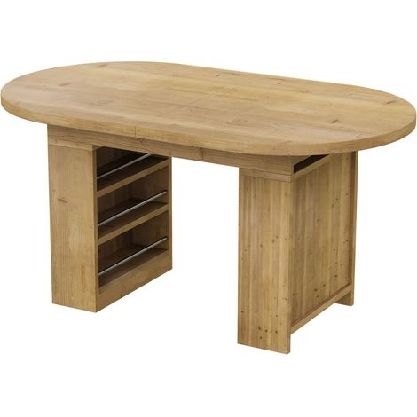 Table extensible 150200 x 90 cm 1506 à 8 places rangement intégré plateau épaissi style scandinave couleur chêne (1/5)