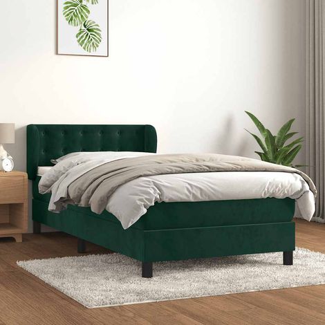 Sommier à lattes de lit avec matelas Vert foncé 90x190 cm
